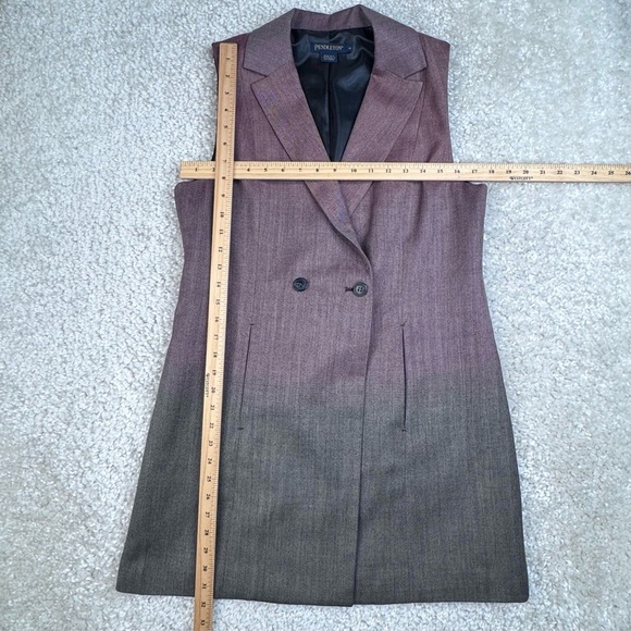 Pendleton Wool Ombre Gradient Long Vest. Tunic Burgundy Gray Medium - Picture 10 of 10